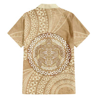 Tonga Ngatu Turtle Family Matching Off Shoulder Short Dress and Hawaiian Shirt Vintage Tongan Tapa Cloth LT14 - Polynesian Pride