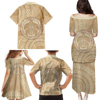 Tonga Ngatu Turtle Family Matching Puletasi and Hawaiian Shirt Vintage Tongan Tapa Cloth LT14 - Polynesian Pride