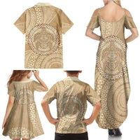 Tonga Ngatu Turtle Family Matching Summer Maxi Dress and Hawaiian Shirt Vintage Tongan Tapa Cloth LT14 - Polynesian Pride