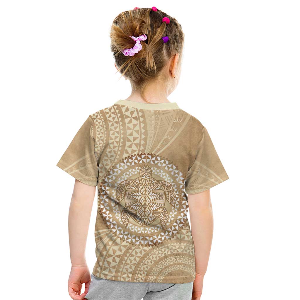 Tonga Ngatu Turtle Kid T Shirt Vintage Tongan Tapa Cloth
