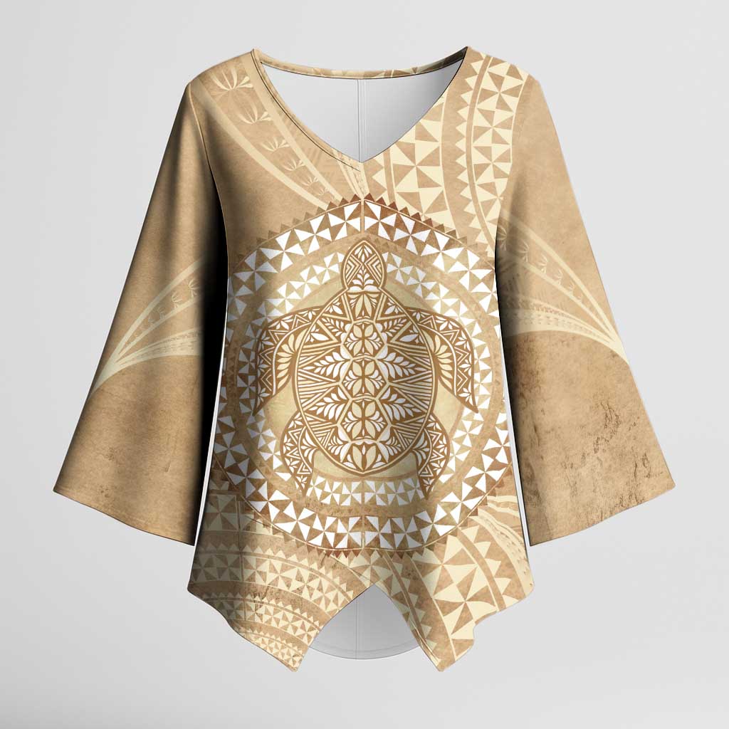 Tonga Ngatu Turtle Kimono Sleeve Blouse Vintage Tongan Tapa Cloth