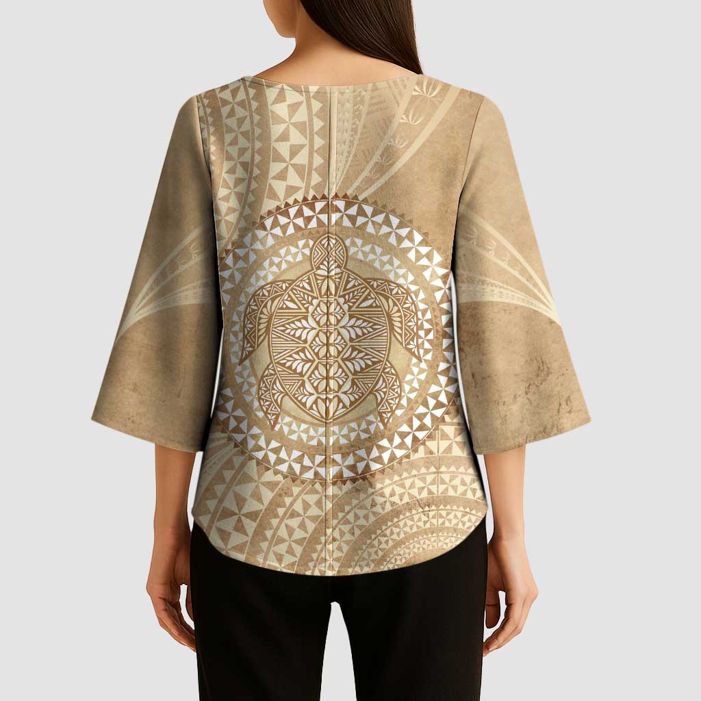 Tonga Ngatu Turtle Kimono Sleeve Blouse Vintage Tongan Tapa Cloth