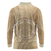 Tonga Ngatu Turtle Long Sleeve Polo Shirt Vintage Tongan Tapa Cloth