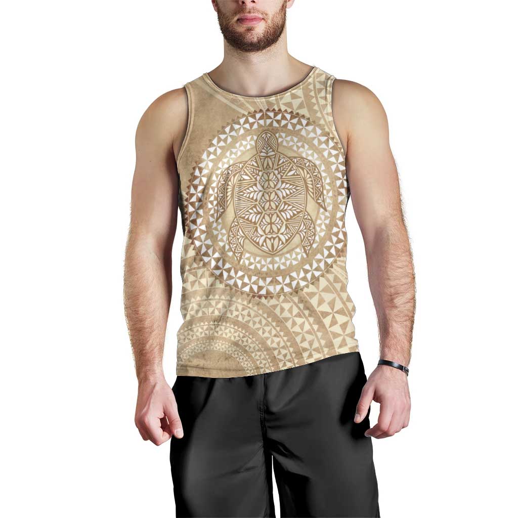 Tonga Ngatu Turtle Men Tank Top Vintage Tongan Tapa Cloth