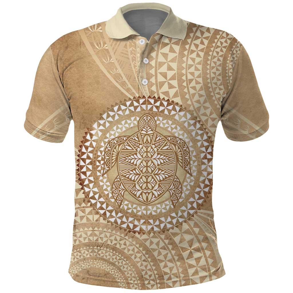 Tonga Ngatu Turtle Polo Shirt Vintage Tongan Tapa Cloth