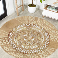 Tonga Ngatu Turtle Round Carpet Vintage Tongan Tapa Cloth
