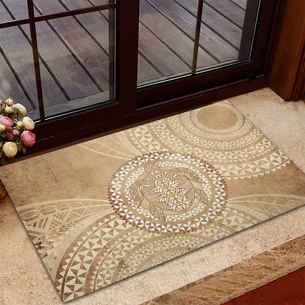 Tonga Ngatu Turtle Rubber Doormat Vintage Tongan Tapa Cloth