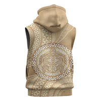 Tonga Ngatu Turtle Sleeveless Zip Hoodie Vintage Tongan Tapa Cloth