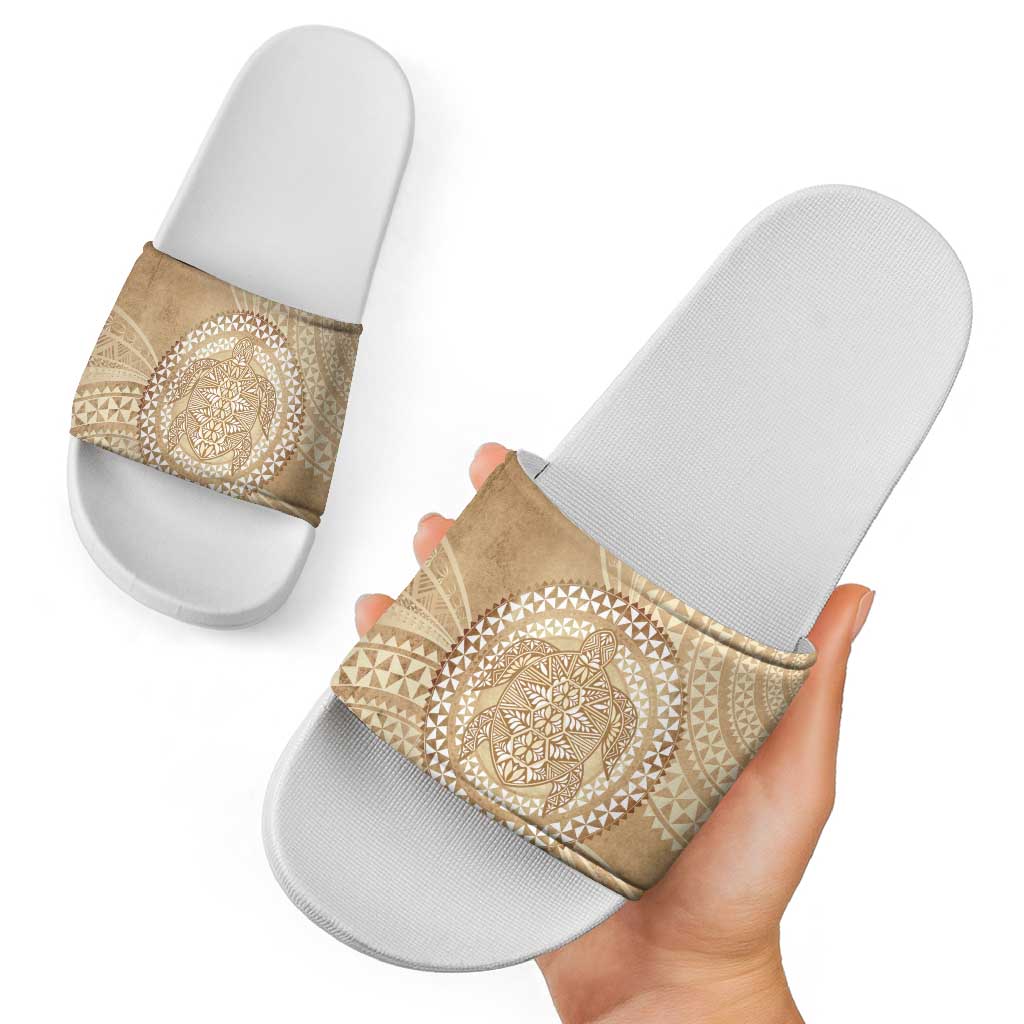 Tonga Ngatu Turtle Slide Sandals Vintage Tongan Tapa Cloth