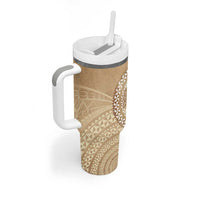 Tonga Ngatu Turtle Tumbler With Handle Vintage Tongan Tapa Cloth