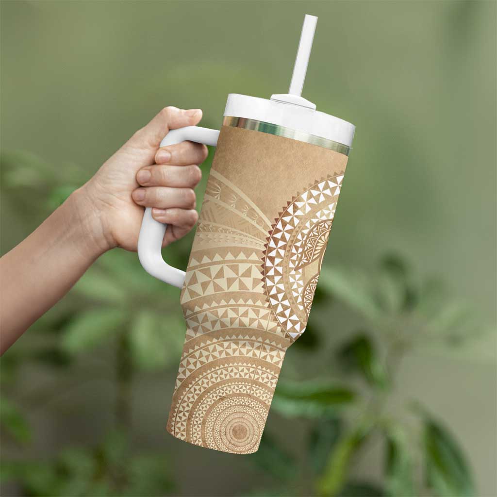 Tonga Ngatu Turtle Tumbler With Handle Vintage Tongan Tapa Cloth