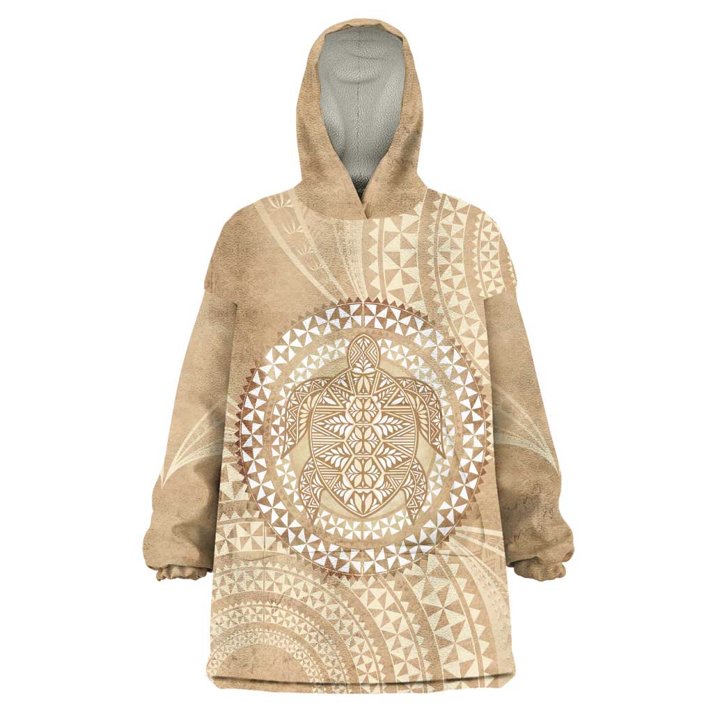 Tonga Ngatu Turtle Wearable Blanket Hoodie Vintage Tongan Tapa Cloth