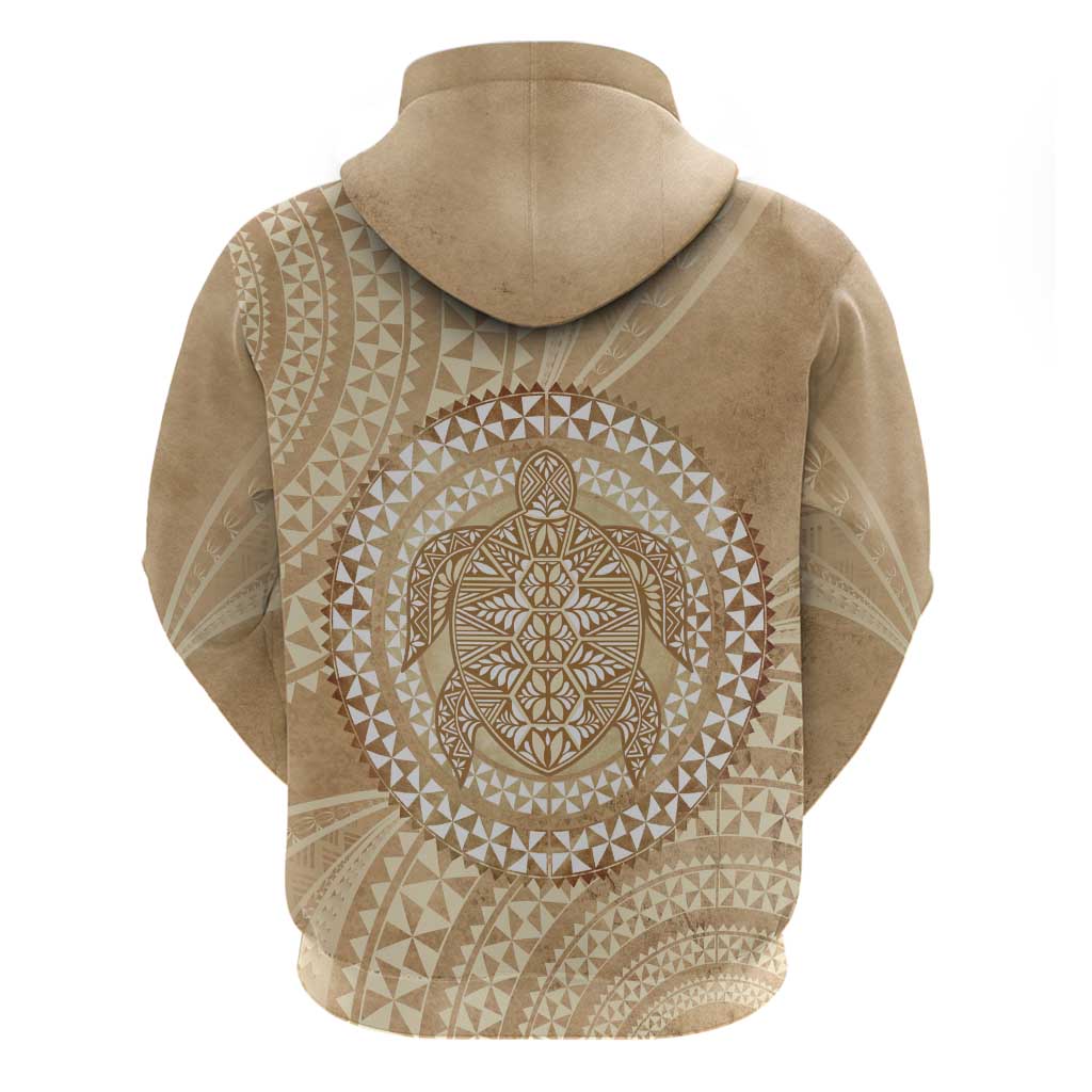 Tonga Ngatu Turtle Zip Hoodie Vintage Tongan Tapa Cloth