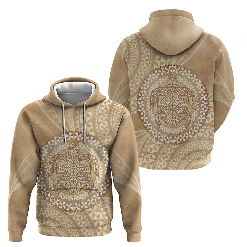 Tonga Ngatu Turtle Zip Hoodie Vintage Tongan Tapa Cloth