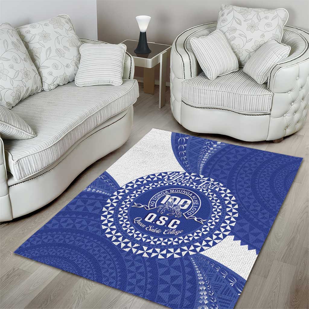 Queen Salote College 100th Anniversary Personalized Area Rug Est 1926 Kolisi Fefine Tongan Ngatu Pattern