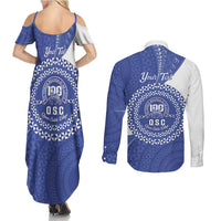 Queen Salote College 100th Anniversary Personalized Couples Matching Summer Maxi Dress and Long Sleeve Button Shirt Est 1926 Kolisi Fefine Tongan Ngatu Pattern LT14 - Polynesian Pride