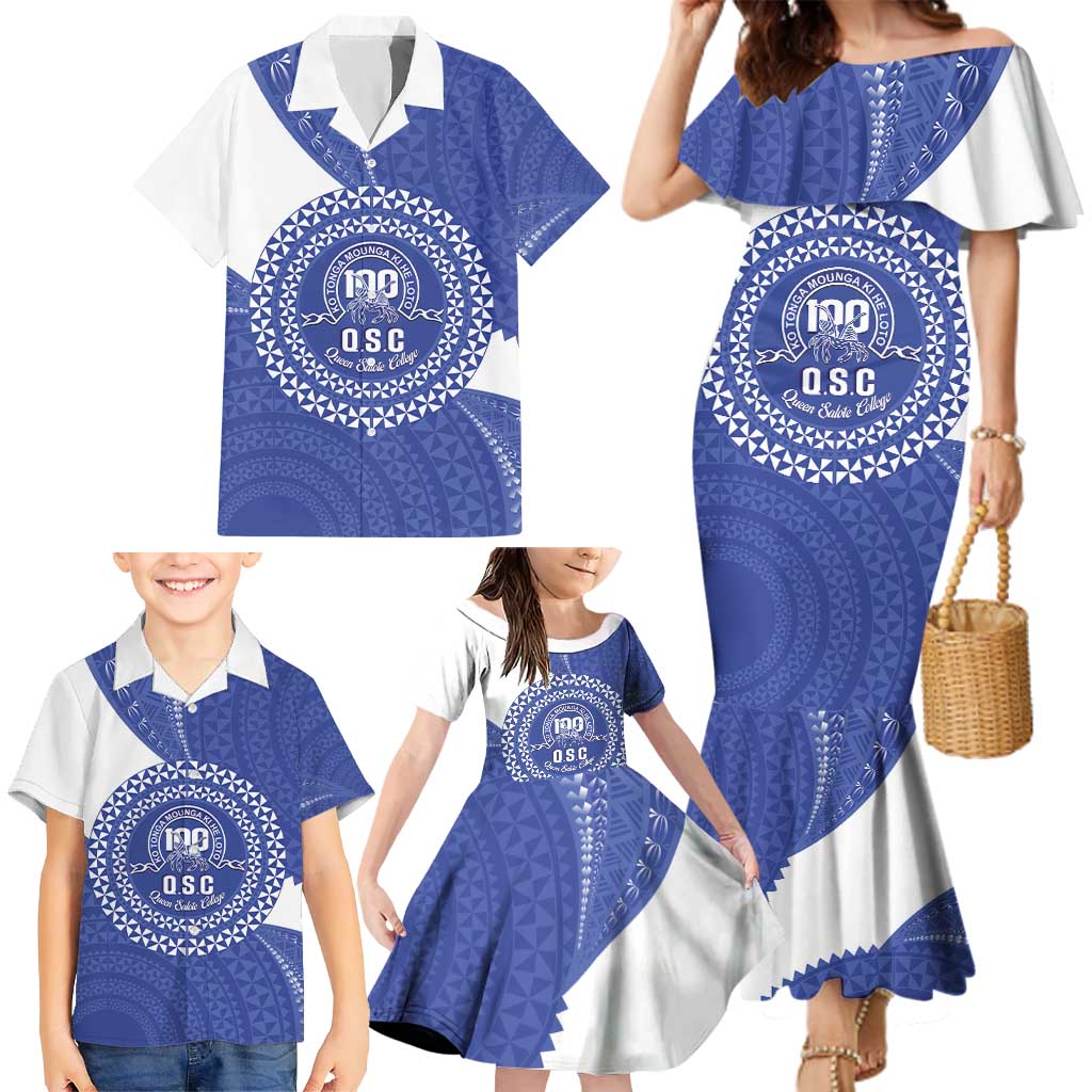 Queen Salote College 100th Anniversary Personalized Family Matching Mermaid Dress and Hawaiian Shirt Est 1926 Kolisi Fefine Tongan Ngatu Pattern