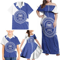 Queen Salote College 100th Anniversary Personalized Family Matching Off Shoulder Maxi Dress and Hawaiian Shirt Est 1926 Kolisi Fefine Tongan Ngatu Pattern LT14 - Polynesian Pride