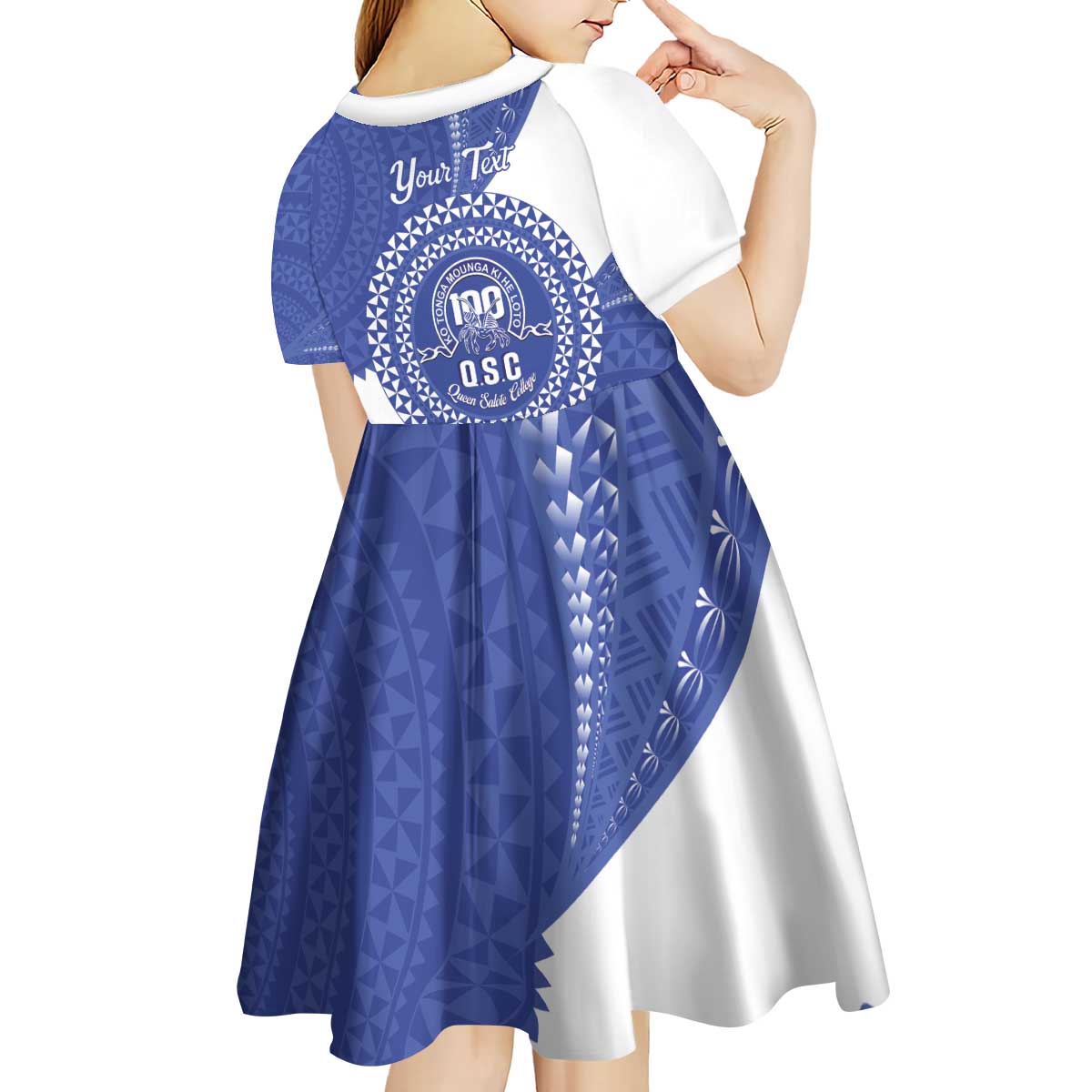 Queen Salote College 100th Anniversary Personalized Kid Short Sleeve Dress Est 1926 Kolisi Fefine Tongan Ngatu Pattern