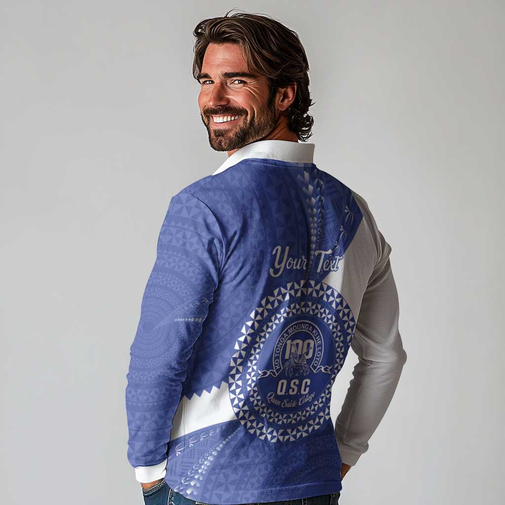 Queen Salote College 100th Anniversary Personalized Long Sleeve Polo Shirt Est 1926 Kolisi Fefine Tongan Ngatu Pattern