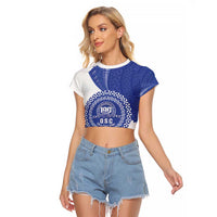 Queen Salote College 100th Anniversary Personalized Raglan Cropped T Shirt Est 1926 Kolisi Fefine Tongan Ngatu Pattern