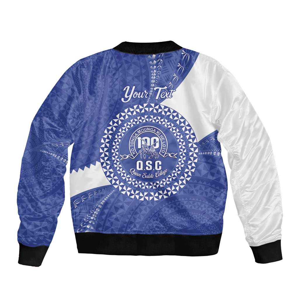 Queen Salote College 100th Anniversary Personalized Sleeve Zip Bomber Jacket Est 1926 Kolisi Fefine Tongan Ngatu Pattern