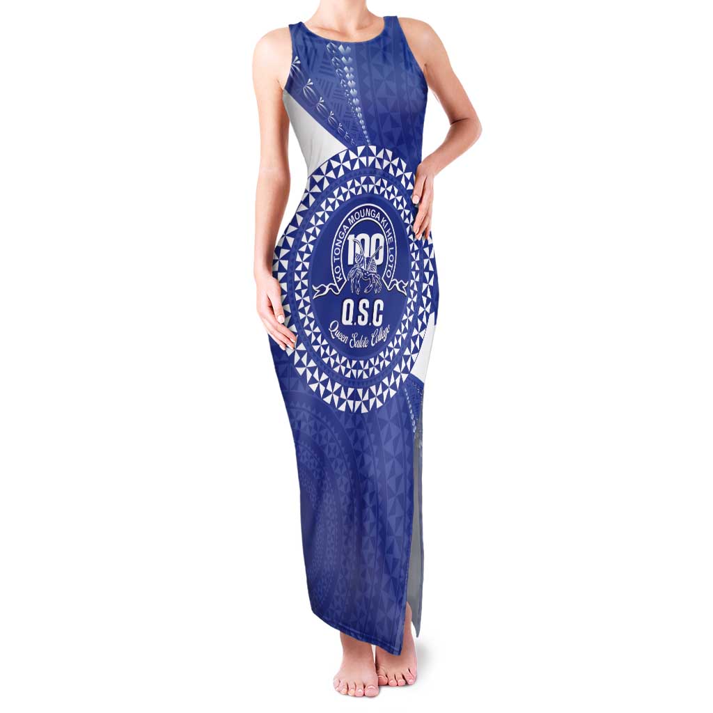 Queen Salote College 100th Anniversary Personalized Tank Maxi Dress Est 1926 Kolisi Fefine Tongan Ngatu Pattern