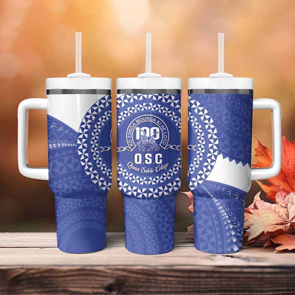 Queen Salote College 100th Anniversary Tumbler With Handle Est 1926 Kolisi Fefine Tongan Ngatu Pattern