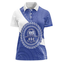 Queen Salote College 100th Anniversary Personalized Women Polo Shirt Est 1926 Kolisi Fefine Tongan Ngatu Pattern LT14 Female Blue - Polynesian Pride