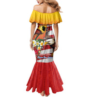 Personalised United States And Papua New Guinea Family Matching Mermaid Dress and Hawaiian Shirt USA Eagle With PNG Bird Of Paradise LT14 - Polynesian Pride