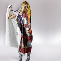 Personalised United States And Papua New Guinea Hooded Blanket USA Eagle With PNG Bird Of Paradise LT14 - Polynesian Pride