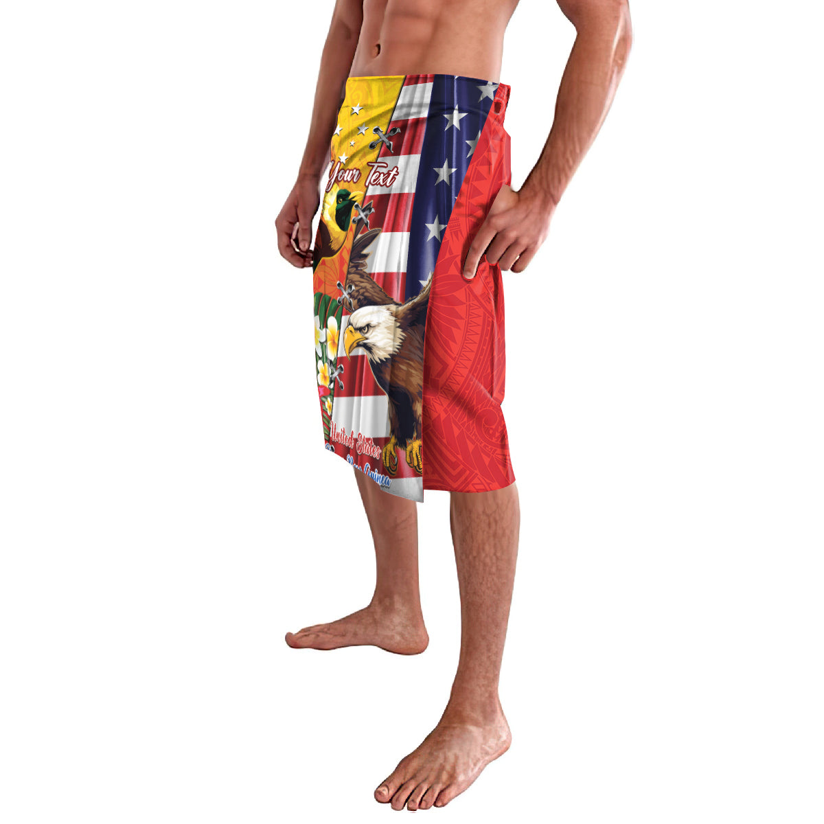 Personalised United States And Papua New Guinea Lavalava USA Eagle With PNG Bird Of Paradise LT14 - Polynesian Pride