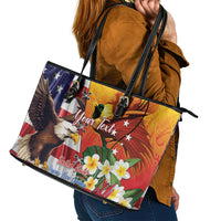 Personalised United States And Papua New Guinea Leather Tote Bag USA Eagle With PNG Bird Of Paradise