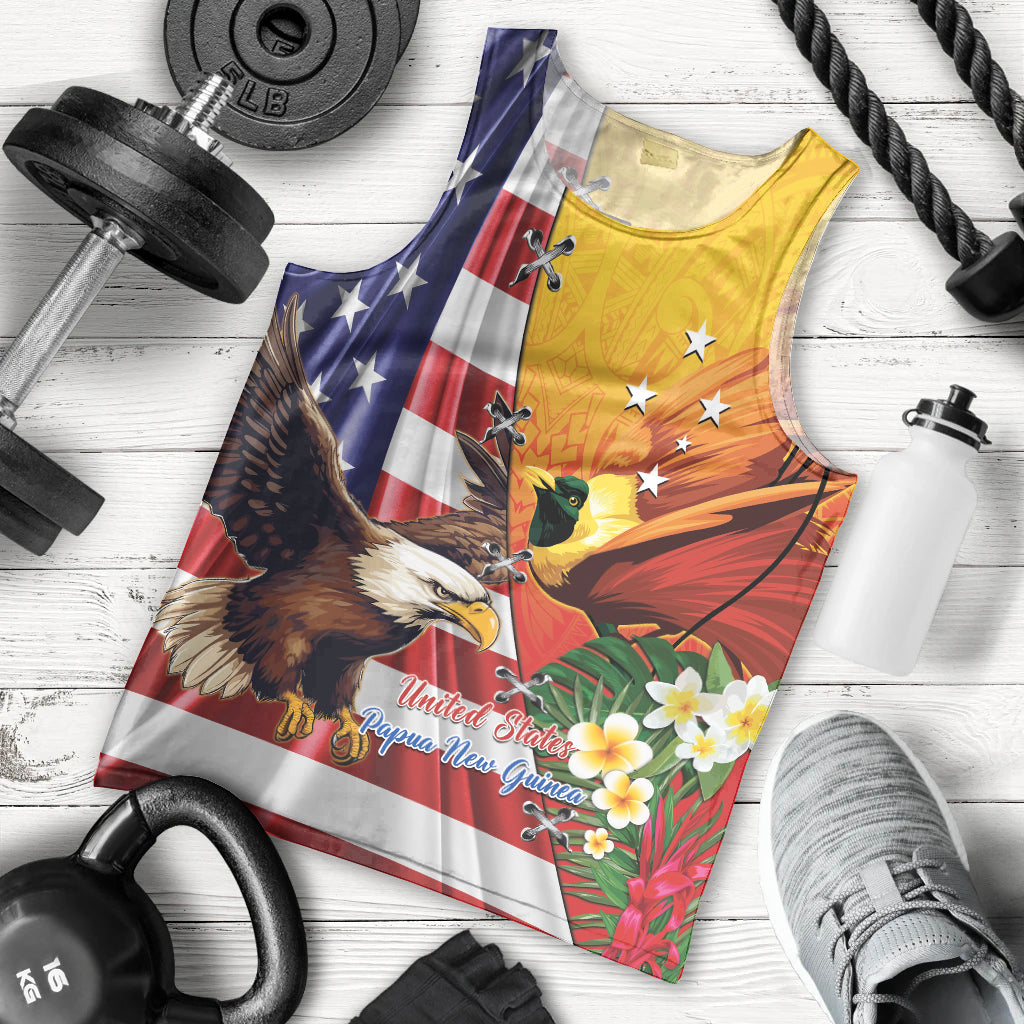 Personalised United States And Papua New Guinea Men Tank Top USA Eagle With PNG Bird Of Paradise