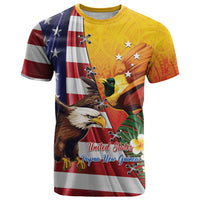 Personalised United States And Papua New Guinea T Shirt USA Eagle With PNG Bird Of Paradise