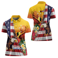 Personalised United States And Papua New Guinea Women Polo Shirt USA Eagle With PNG Bird Of Paradise LT14 - Polynesian Pride