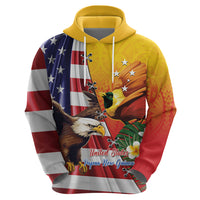Personalised United States And Papua New Guinea Zip Hoodie USA Eagle With PNG Bird Of Paradise