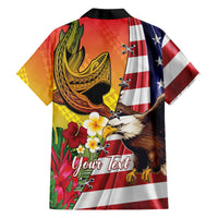 Personalised United States And Hawaii Family Matching Summer Maxi Dress and Hawaiian Shirt USA Eagle With Hawaiian Shark Tattoo