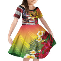 Personalised United States And Hawaii Family Matching Tank Maxi Dress and Hawaiian Shirt USA Eagle With Hawaiian Shark Tattoo