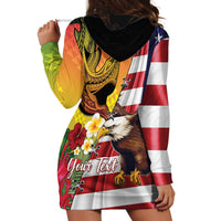 Personalised United States And Hawaii Hoodie Dress USA Eagle With Hawaiian Shark Tattoo LT14 - Polynesian Pride
