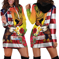 Personalised United States And Hawaii Hoodie Dress USA Eagle With Hawaiian Shark Tattoo LT14 - Polynesian Pride