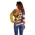 Personalised United States And Hawaii Off Shoulder Sweater USA Eagle With Hawaiian Shark Tattoo