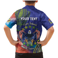 Personalised United States And Cook Islands Family Matching Mermaid Dress and Hawaiian Shirt USA Eagle Mix Polynesian Pattern LT14 - Polynesian Pride