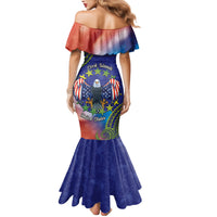 Personalised United States And Cook Islands Family Matching Mermaid Dress and Hawaiian Shirt USA Eagle Mix Polynesian Pattern LT14 - Polynesian Pride