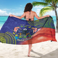 Personalised United States And Cook Islands Sarong USA Eagle Mix Polynesian Pattern