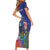 Personalised United States And Cook Islands Short Sleeve Bodycon Dress USA Eagle Mix Polynesian Pattern