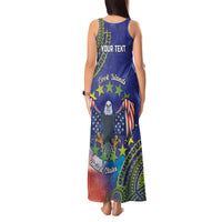 Personalised United States And Cook Islands Tank Maxi Dress USA Eagle Mix Polynesian Pattern