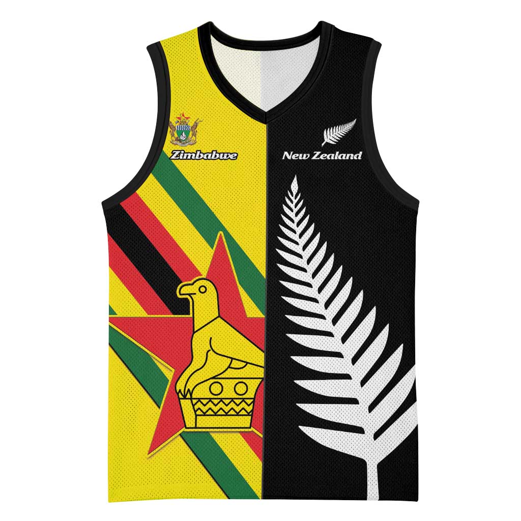 Custom New Zealand and Zimbabwe Basketball Jersey NZ Fern Zim Flag Half Style