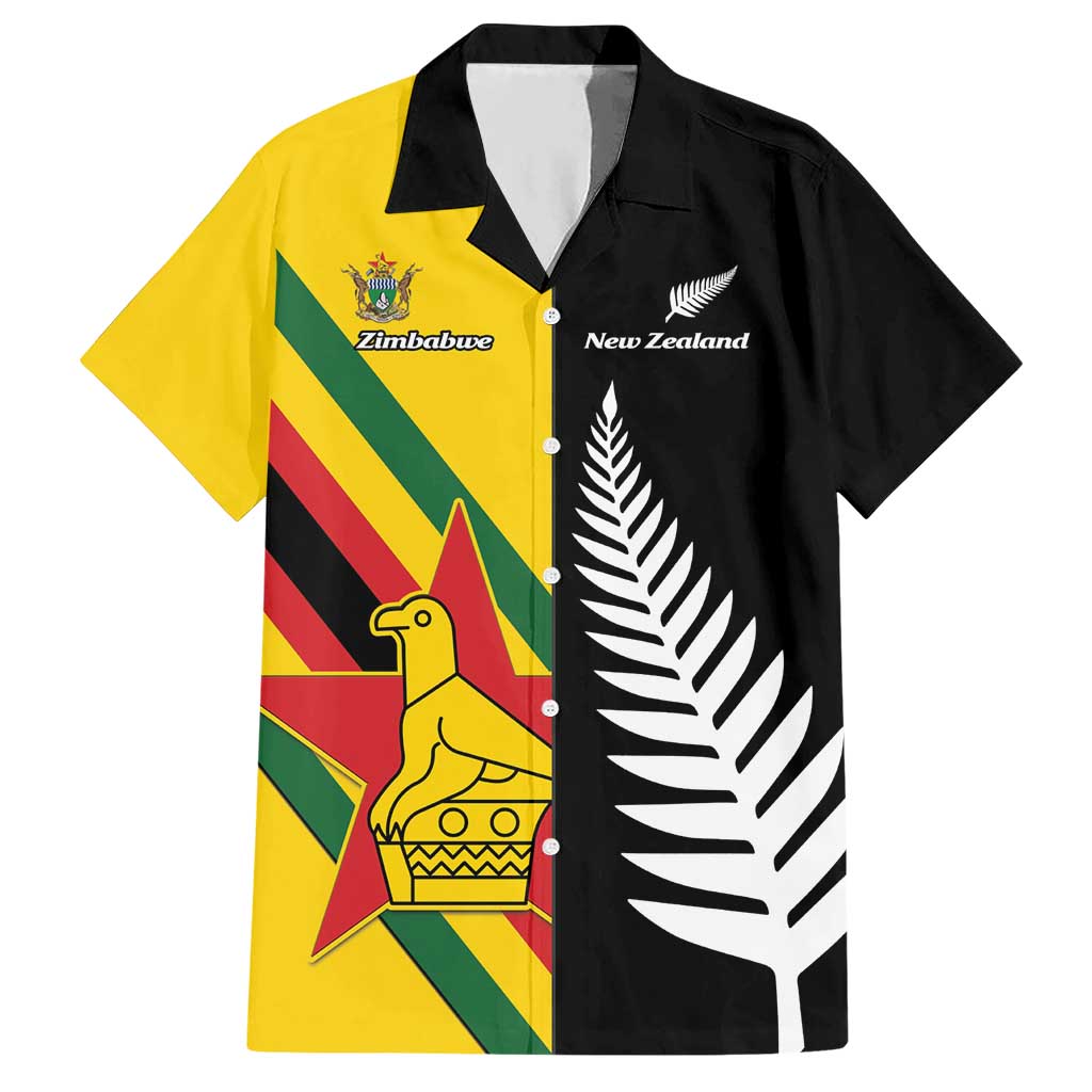 Custom New Zealand and Zimbabwe Hawaiian Shirt NZ Fern Zim Flag Half Style