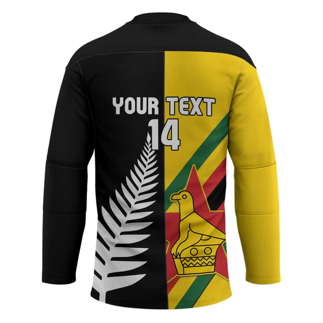 Custom New Zealand and Zimbabwe Hockey Jersey NZ Fern Zim Flag Half Style
